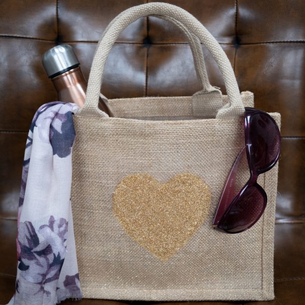 sparkly sustainable loveheart shopper